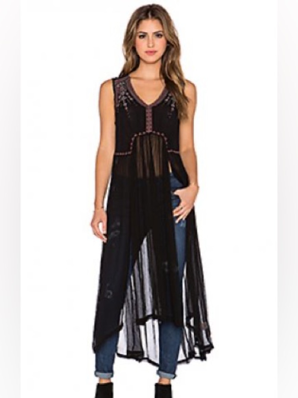 Free People See You Smile Embroidered Maxi Tank - Picture 4 of 8
